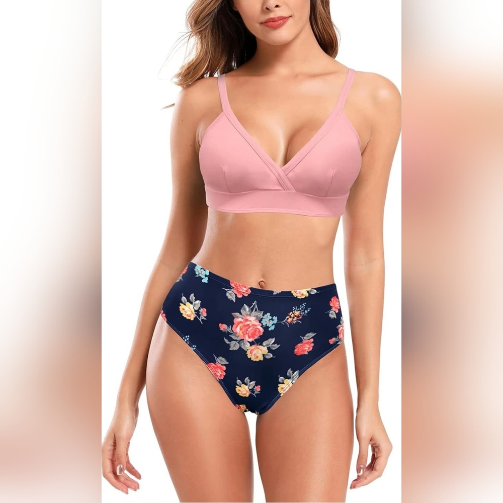 Shekini High Waist Floral Bikini Swimsuit Size M